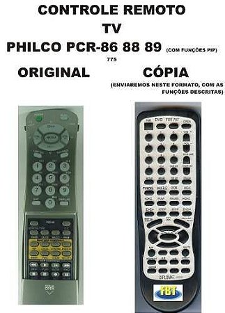 Controle Remoto Compatível - Philco Tv Pcr-86 Pcr88 Pcr89 Com Funcoes Pip