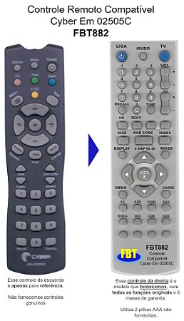 Controle Remoto Compatível - Tv Lcd CYBER EN 2505C LCD / 1933 AM FBT882