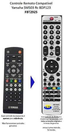Controle Compatível Com Yamaha BDP123 FBT2925