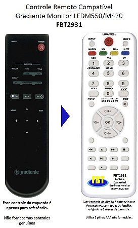 Controle Compatível Com TV MONITOR GRADIENTE LED Full HD M550-FHD/ M420-FHD FBT2931