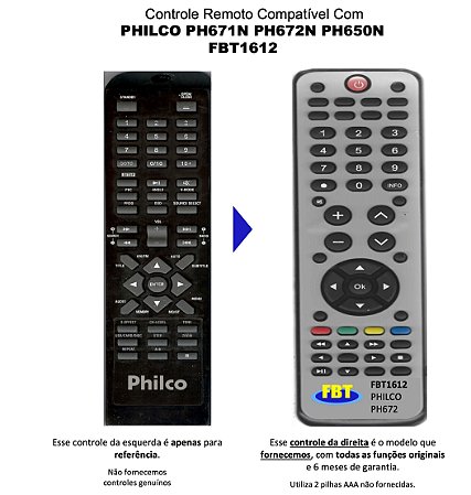 Controle Remoto Compatível Com PHILCO PH671N PH672N PH650N FBT1612