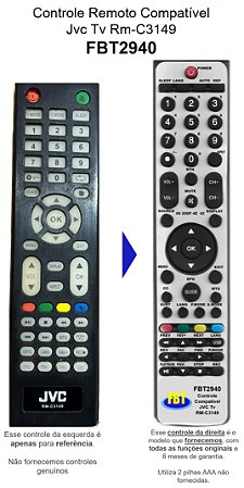 Controle Compatível JVC SMART TV RM-C3149 FBT2940