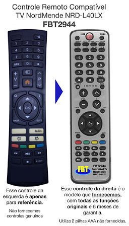 Controle Remoto Compatível TV NordMende NRD-L40LX FBT2944