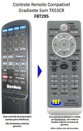 Controle Remoto Compatível para Gradiente Som TK 53CR FBT295