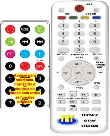Controle Compatível Com Caixa Amp Eterny Et43012ab Fbt2462
