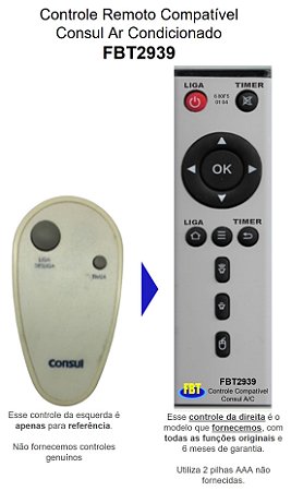 Controle Remoto Compatível Com Ar Condicionado CONSUL FBT2939