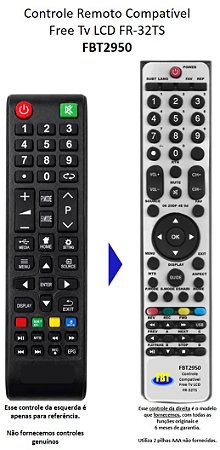 Controle Compatível Com SMART TV FREE FR32TS FBT2950