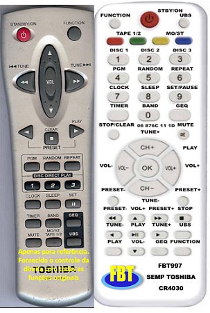 Controle Compatível Com SOM SEMP TOSHIBA CR4030 MS6538CD FBT997
