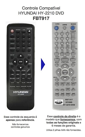 Controle Compatível HYUNDAI HY-2210 DVD FBT917