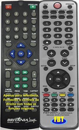 Controle Compatível Com DVD BRITANIA IMAGE PHT690 FBT2951