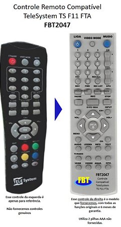 Controle Compatível Recep Telesystem Ts F11 Fta FBT2047