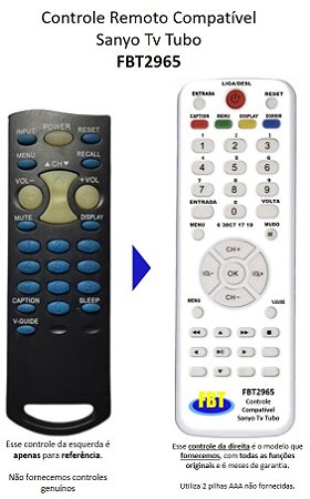 Controle Remoto Compatível Com SANYO TV TUBO DS13204 1204 251204 27214 FBT2965