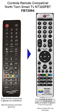 Controle Remoto Compatível TV North Tech NT32SFBT V2 FBT2984