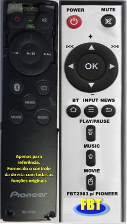 Controle Remoto Compatível SOUNDBAR PIONEER RC-76S FBT2983