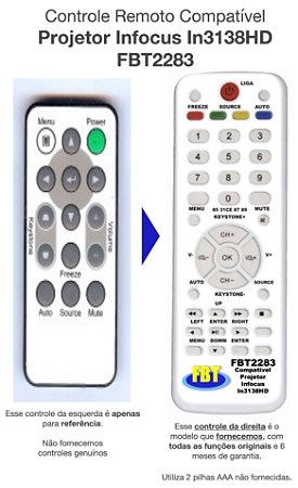 Controle Remoto Compatível p/ Projetor Infocus In3138hd Fbt2283