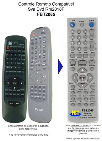 Controle Compatível Com Sva Dvd Rm2018f 10 FBT2065