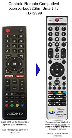Controle Remoto Compatível Com  SMART TV XION XION XI-LED32SLIM FBT2999