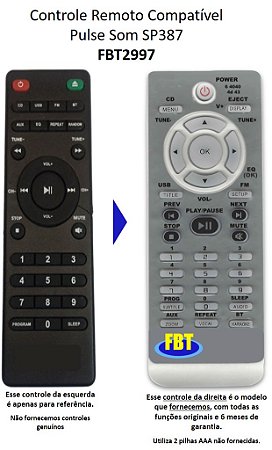 Controle Remoto Compatível Com PULSE SP387 FBT2997