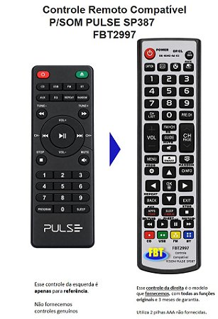 Controle Remoto Compatível Com PULSE SP387 FBT2997
