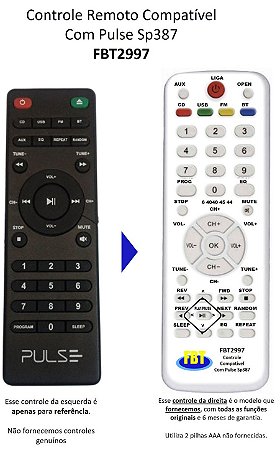 Controle Remoto Compatível Com PULSE SP387 FBT2997