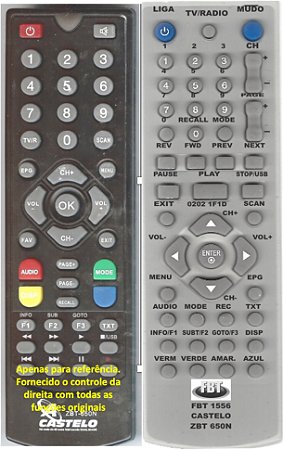Controle Remoto Compatível Com CASTELO ZBT650N FBT1556