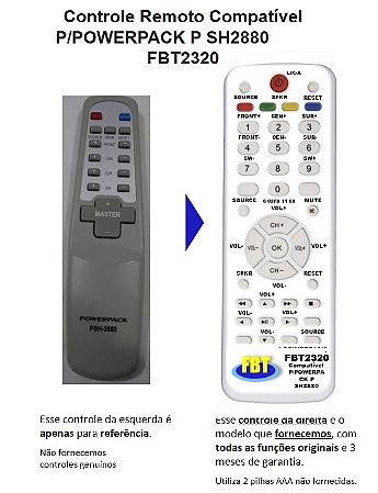 Controle Compatível Com HOME POWERPACK PSH-2850 E PSH-2880 FBT2320