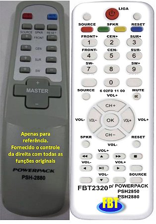 Controle Compatível Com HOME POWERPACK PSH-2850 E PSH-2880 FBT2320