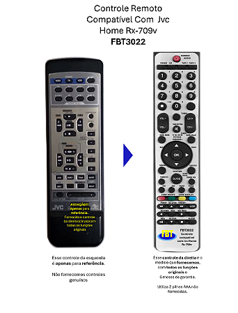 Controle Remoto Compatível Jvc Home Rx-709v FBT3022