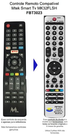 Controle Compatível Com SMART TV MTEK MK32FLSH - V2 FBT3023