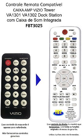 Controle Remoto Compatível P/ Vizio VA1301 Dock Caixa FBT3025