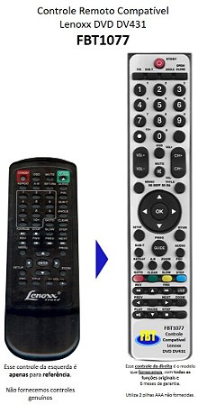 Controle Compatível P/ Lenoxx DVD DV431 FBT1077