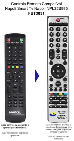 Controle Remoto Compatível P/ Napoli Tv NPL32S995 FBT3031