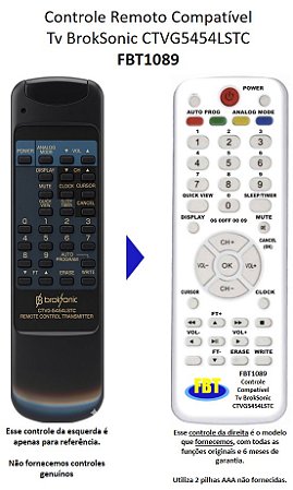 Controle Remoto Compatível p/ BROKSONIC CTVG5454LCTC FBT1089