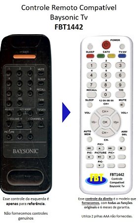 Controle Compatível P/ BAYSONIC TV FBT1442