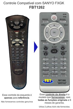 Controle Compatível P/ Sanyo Fxgk Fbt1262