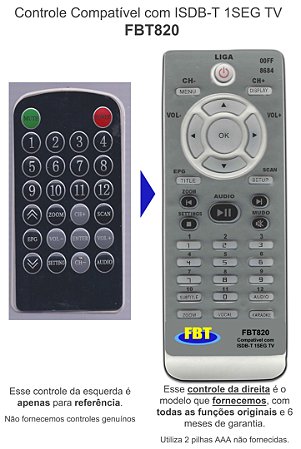 Controle Compatível P/ Isdb-t 1seg Tv Fbt820