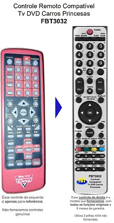 Controle Remoto Compatível Com TV CARROS DISNEY CCE FBT3032