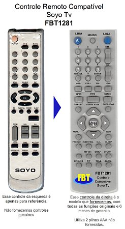 Controle Remoto Compatível Soyo Tv FBT1281