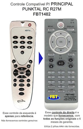 Controle Compatível P/ PRINCIPAL PUNKTAL RC R27M FBT1482