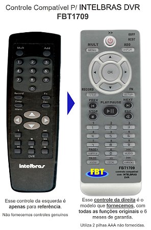Controle Compatível p/ INTELBRAS DVR FBT1709