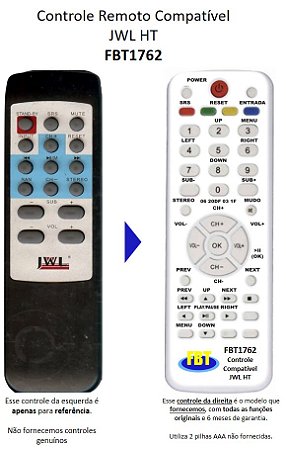 Controle Compatível p/ JWL SOM FBT1762