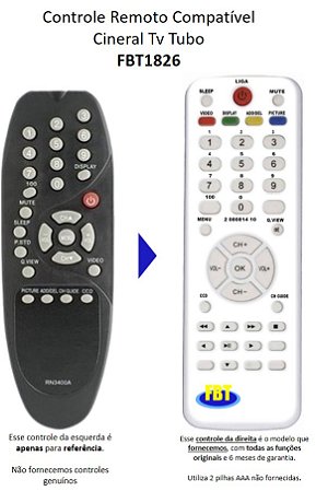Controle Compatível P/ Cineral Rh3400n Fbt1826