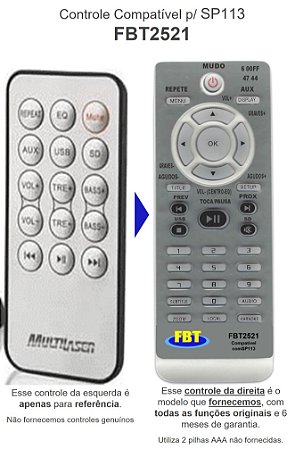 Controle Compatível P/ SP113 FBT2521