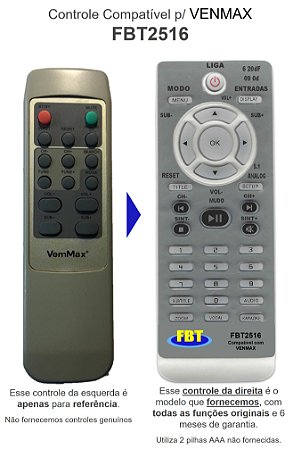Controle Compatível P/ VENMAX FBT2516