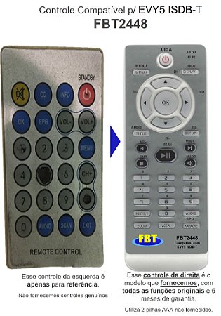 Controle Compatível P/ EVYS ISDB-T FBT2448