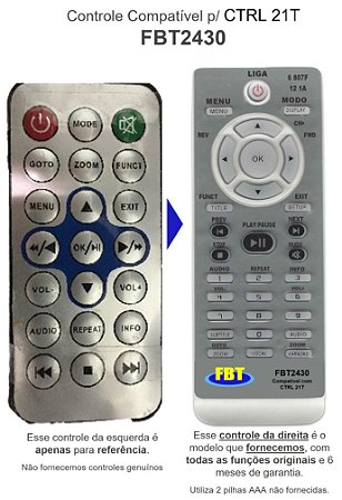 Controle Compatível P/ CTRL 21T FBT2430