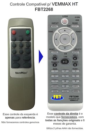 Controle Compatível P/ VENMAX HT FBT2268