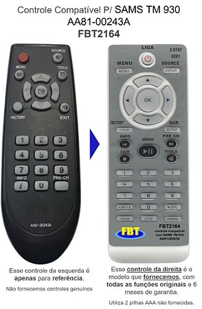 Controle Compatível P/ SAMS TM 930 AA81-00243A FBT2164