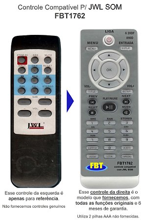Controle Compatível P/ JWL SOM FBT1726