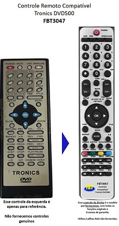 Controle Remoto Compatível Tronics DVD500 FBT3047